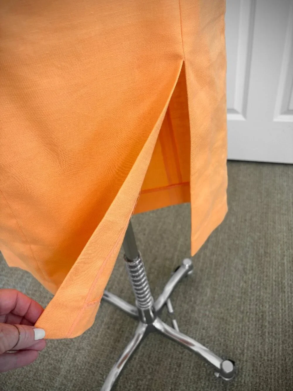 J. CrewStretch Linen-Blend Midi Pencil Skirt in Orange, Size 4